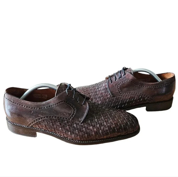 Calzoleria Toscana Men's Hand Craft Leather  Woven Shoes Brown Size 8. - Picture 9 of 16